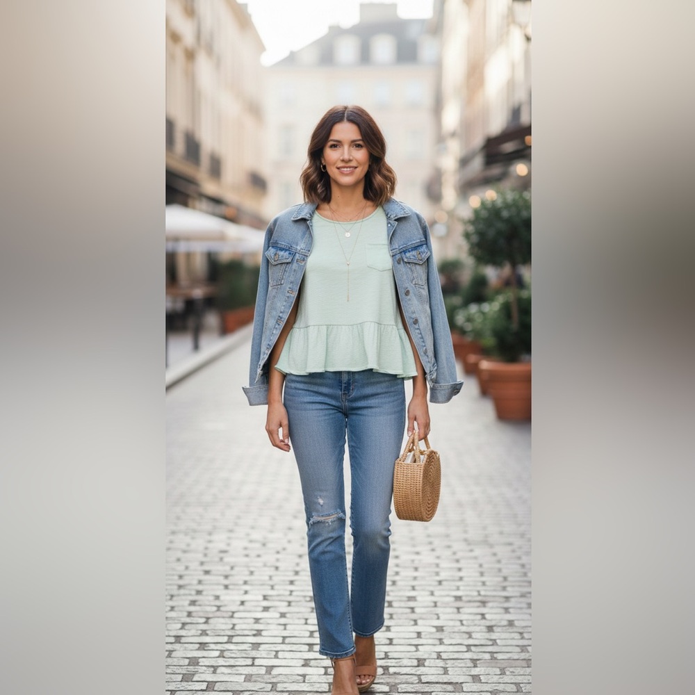 Anthropologie Eri + Ali Mint Green Sleeveless Peplum Top